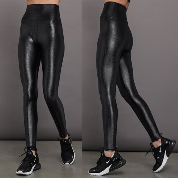 Carbon38 High Rise 7/8 Legging in Black Croc Takara Shine Cyberpunk Size XS - Picture 2 of 15